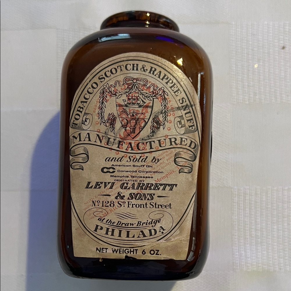 Vintage Levi Garrett & Sons Snuff bottle w/ original paper label